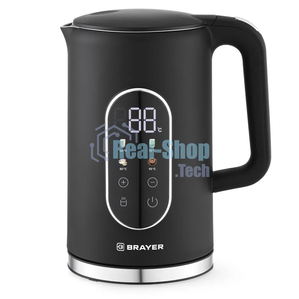 Чайник электрический BRAYER BR6107BK, черный, 1.7л, 2200Вт