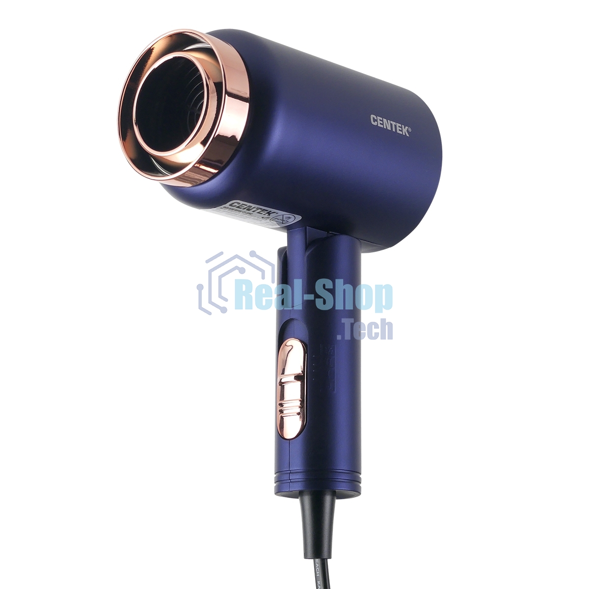 Фен Centek CT-2202 синий, 1600 Вт, компактный, ионизация