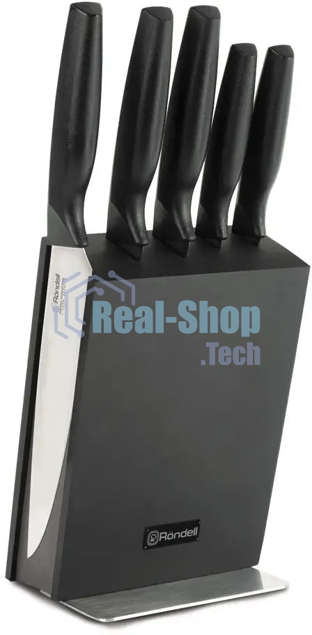 Набор ножей кухонных Rondell RD-1359 компл.: 6 предм. с подставкой, черный, подар. коробка