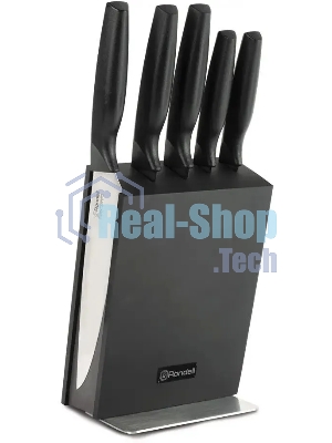 Набор ножей кухонных Rondell RD-1359 компл.: 6 предм. с подставкой, черный, подар. коробка
