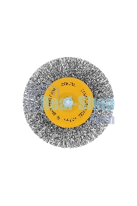 Щетка для дрели Denzel 100 мм, плоская, со шпилькой, нержавеющая витая проволока