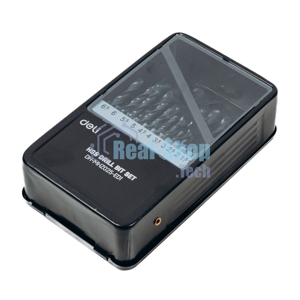 Набор сверл по металлу HSS (1-13мм, 25 шт) Deli DH-MHZ025-ED1 металлический кейс