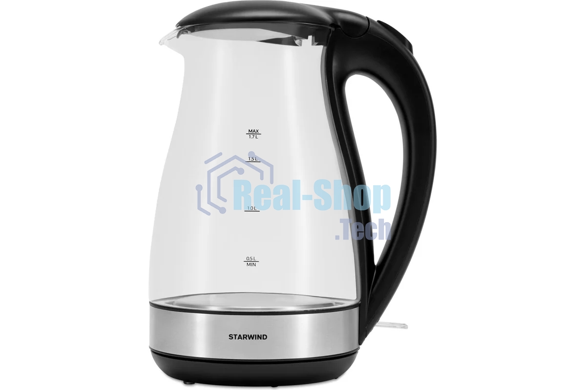 Чайник электрический Starwind SKP3039 1.7л. 2200Вт черный (корпус: стекло)