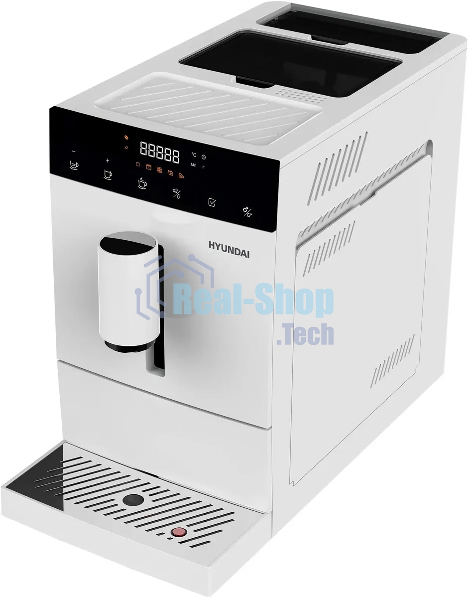 Кофемашина Hyundai HAM-4400 белый/черный, исп. кофе - зерновой, 1.1 л, 1350 Вт, 20 бар