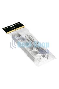 Удлинитель ExeGate ECE-5-5W (EX285827RUS), белый, 5 м, евровилка с заземлением, 5 евророзеток с заземлением, 2200 Вт