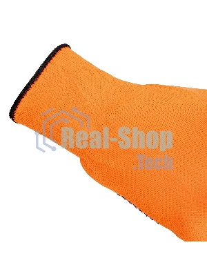 Перчатки Сибртех трикотажные, синтетическая нить, ПВХ-гель точка, оранжевый, L, 13 класс