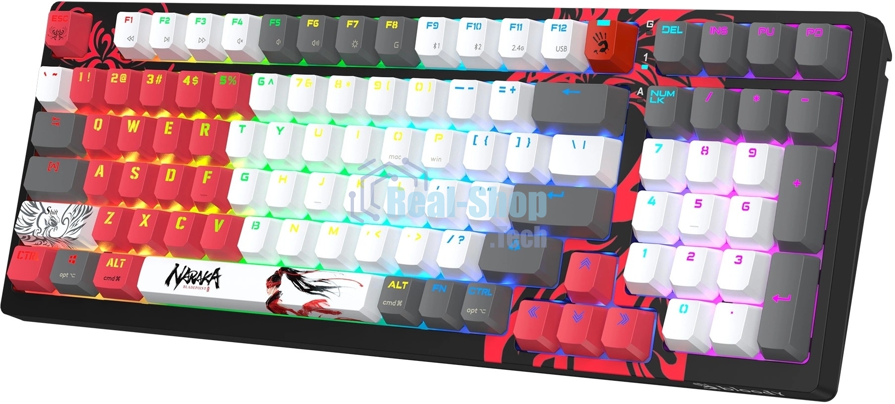 Клавиатура беспроводная механическая A4Tech Bloody WS98 Naraka USB черный/красный (WS98)