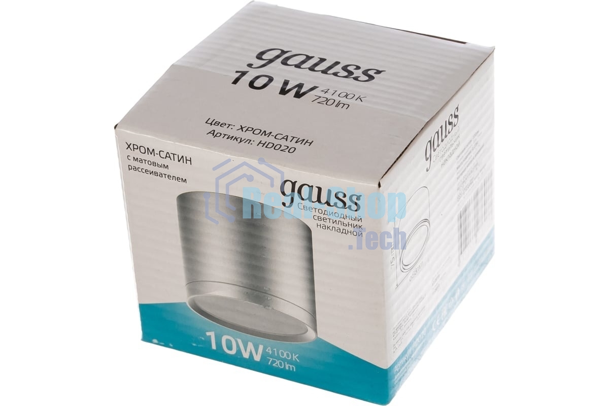 Светильник Gauss Хром/Сатин LED накладной с рассеивателем 10W 4100K 88х75мм 1/30