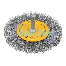 Щетка для дрели Denzel 100 мм, плоская, со шпилькой, нержавеющая витая проволока