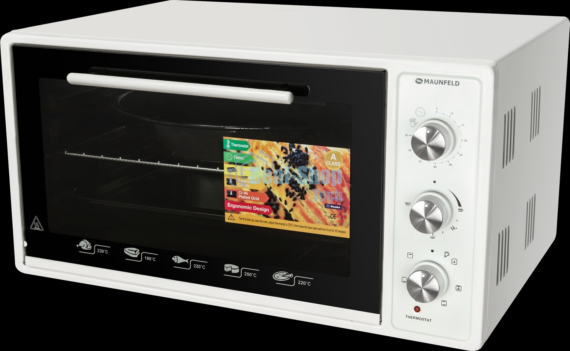 Мини-печь Maunfeld CEMOA.456.W ширина 60 см, механическое управление, 45 л,конвекция, белый
