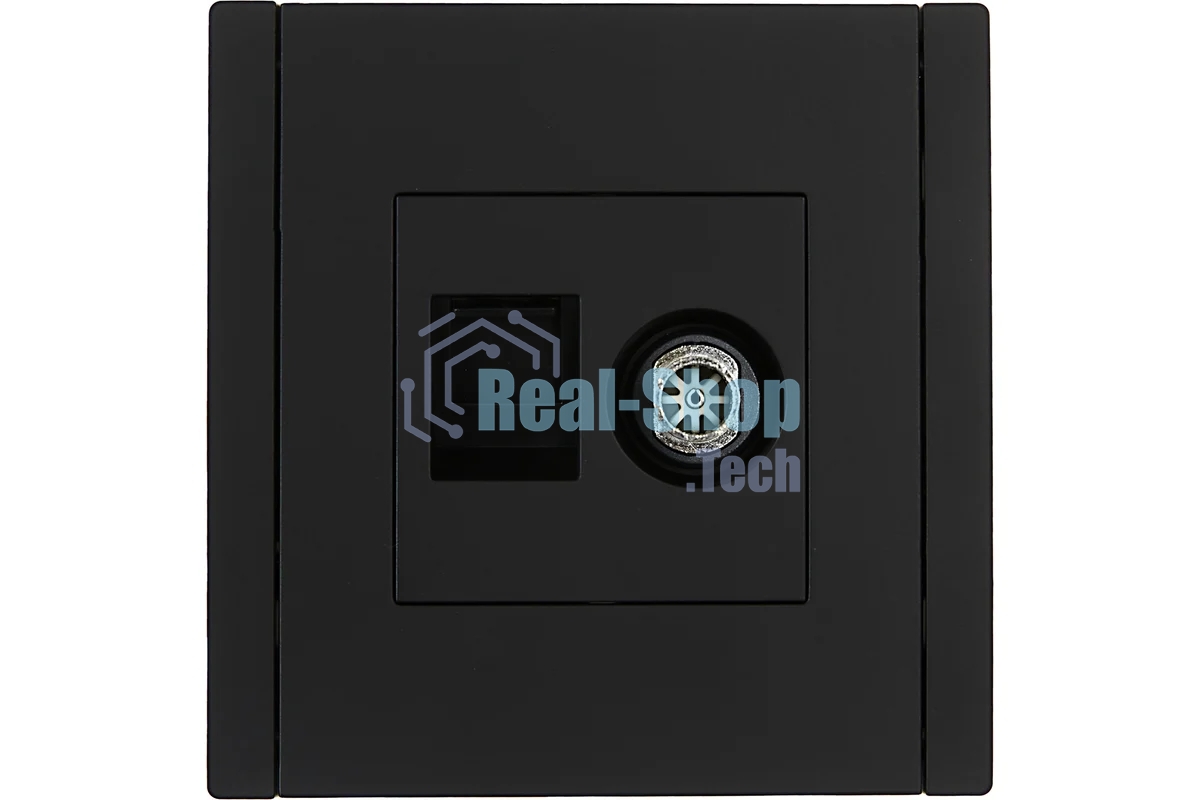 Розетка двойная TV+RJ45 кат.6 IEK FORTE&PIANO FP137 черный