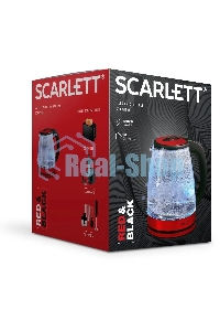 Чайник электрический Scarlett SC-EK27G65 красный/черный, 1800 Вт, 1.8 л