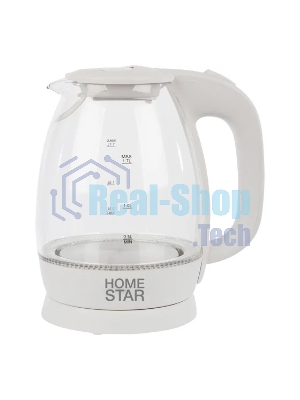 Чайник электрический Homestar HS-1012 1.7 л, стекло, белый (003566)