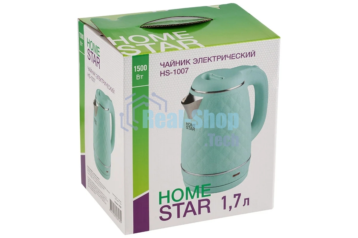 Чайник электрический HOMESTAR HS-1007 зеленый (107007)