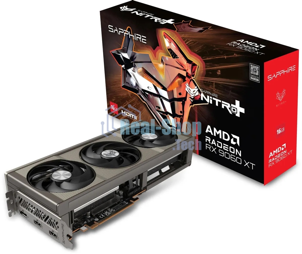 Видеокарта Sapphire PCI-E 5.0 11350-01-20G NITRO+AMD RADEON RX 9060 XT GAMING OC 16Gb DUAL AMD Radeon RX 9060XT 16Gb 128bit GDDR6 2780/20000 HDMIx2 DPx2 HDCP Ret