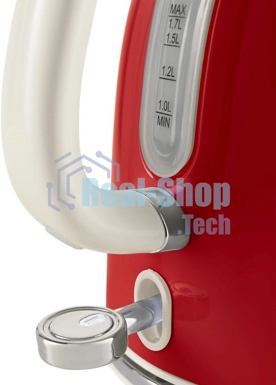 Чайник электрический Tesler KT-1760 красный, 1.7 л, 2200 Вт, скрытый нагревательный элемент