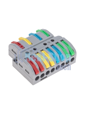 Клемма Rexant СМК 4х2 проходная разветвительная 4 полюса, с монтажной площадкой (1 ввод, 2 вывода на полюс) (20 шт/уп)