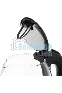 Чайник электрический Kitfort КТ-657, 1.7л, 2200Вт, (корпус: стекло), нержавеющая сталь/черный