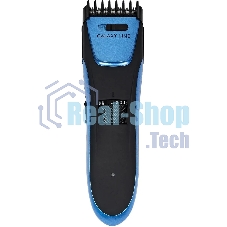 Набор для стрижки Galaxy Line GL 4166, черный с голубым, 3 Вт, время работы до 1,5 ч, аккум. Li-Ion 3,7 В, емк. аккум. 600 мА*ч, лезв. из нерж. стали, ширина лезвия 40 мм, 24 положения насадки-расчески (3,5 - 14,5 мм), филир. гребень, индик. заряда аккум.