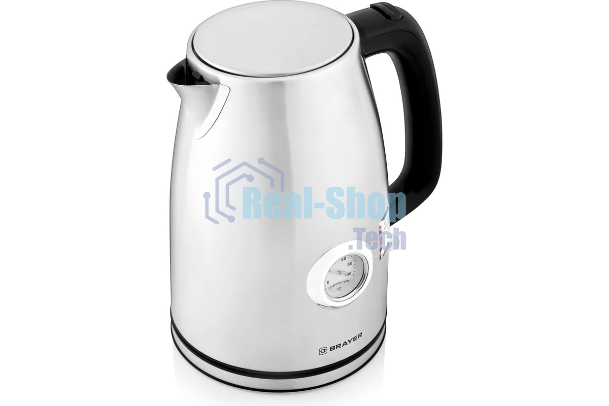 Чайник электрический BRAYER BR1022 2200Вт.1,7 л, STRIX, стальной, термометр.