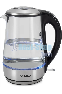 Чайник электрический Hyundai HYK-G8406 1.7л. 2200Вт прозрачный/черный (корпус: нержавеющая сталь)
