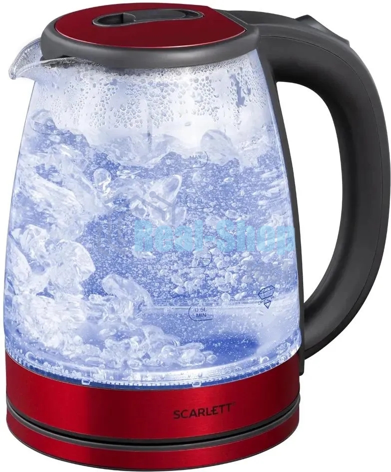 Чайник электрический Scarlett SC-EK27G65 красный/черный, 1800 Вт, 1.8 л