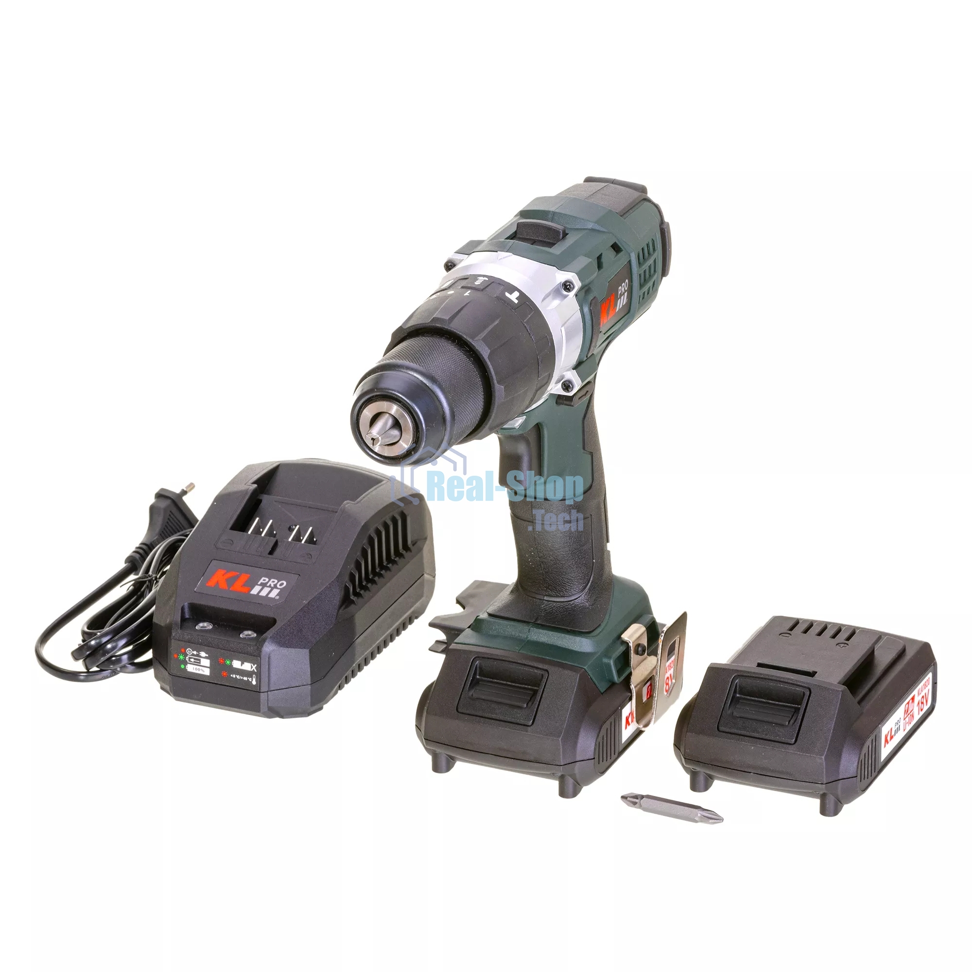 Профессиональный ударный шуруповерт Klpro KLDM18-20 (18В, Li-ion-2шт, 2.0А·ч, 40Нм, 2 скорости, подсветка, магнитная бита,З/У,в кейсе)