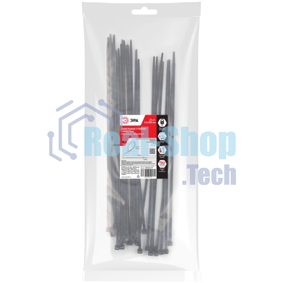 Хомут кабельный 3.6х250 NO-224-217 черный (уп. 25шт) Эра