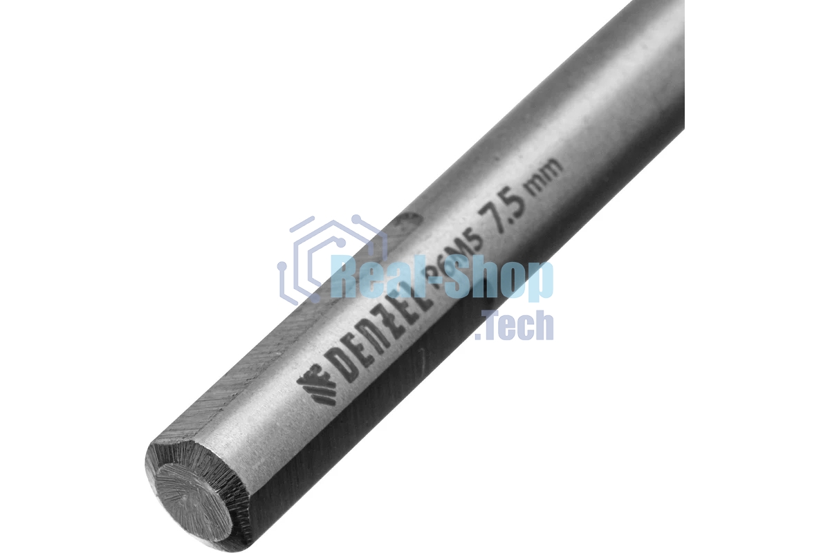 Сверло спиральное по металлу Denzel 7,5 x 109мм, Р6М5, Golden Tip, многогранная заточка