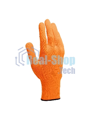 Перчатки Сибртех трикотажные, синтетическая нить, ПВХ-гель точка, оранжевый, L, 13 класс