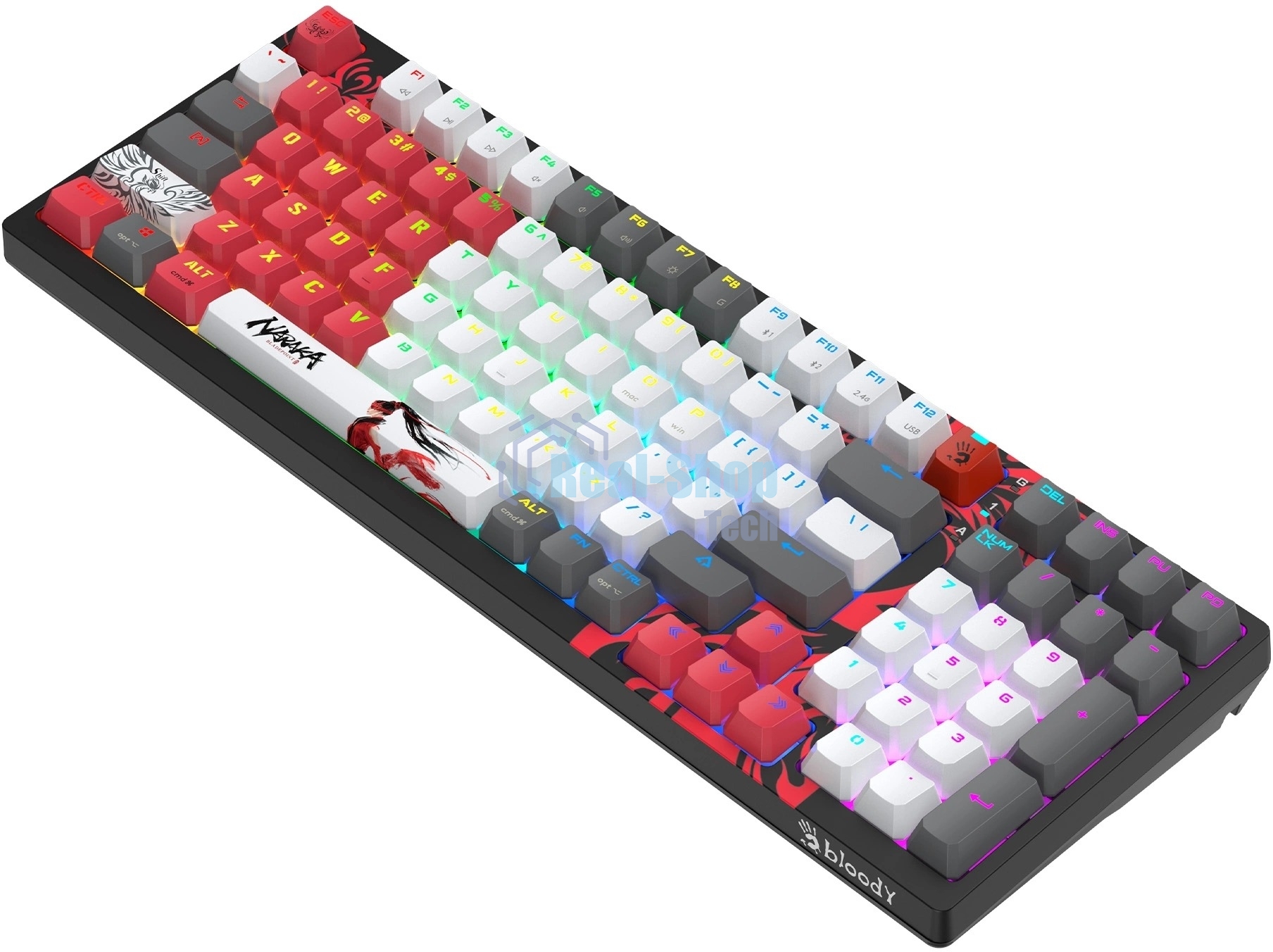 Клавиатура беспроводная механическая A4Tech Bloody WS98 Naraka USB черный/красный (WS98)