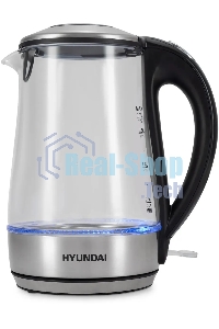 Чайник электрический Hyundai HYK-G8406 1.7л. 2200Вт прозрачный/черный (корпус: нержавеющая сталь)