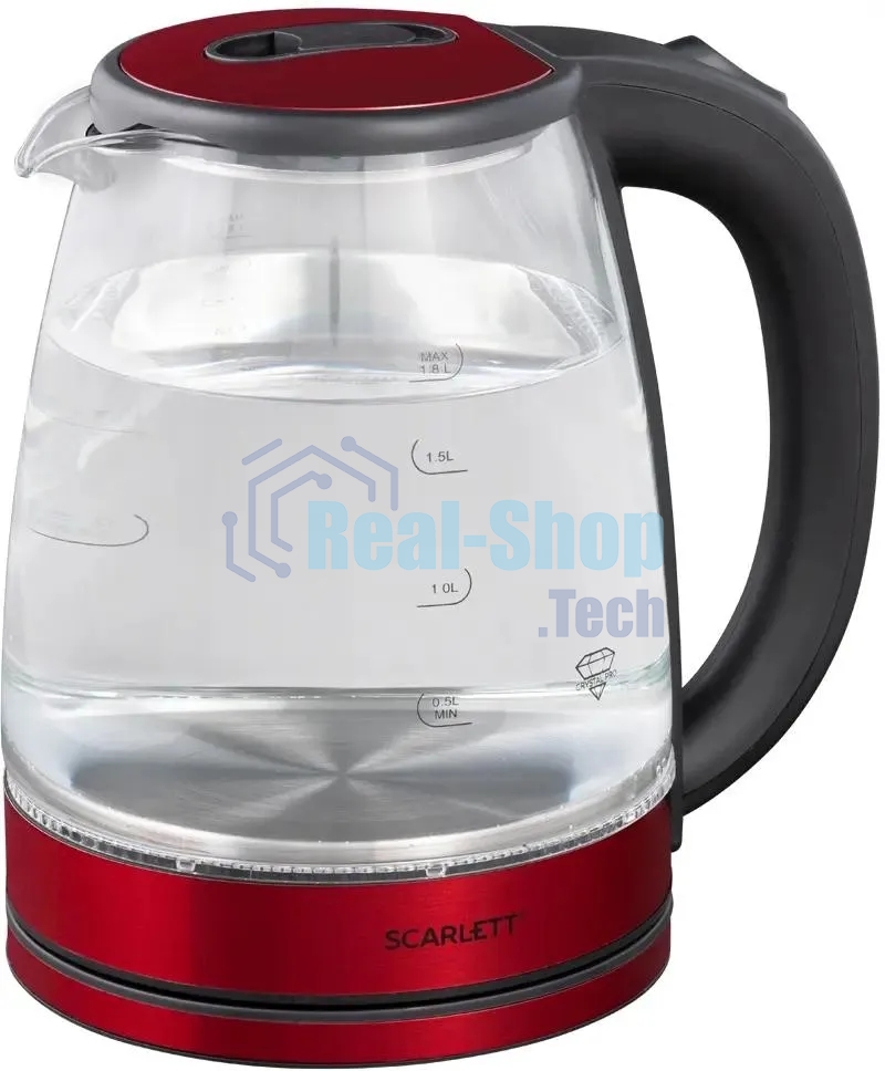 Чайник электрический Scarlett SC-EK27G65 красный/черный, 1800 Вт, 1.8 л