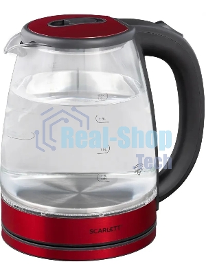 Чайник электрический Scarlett SC-EK27G65 красный/черный, 1800 Вт, 1.8 л