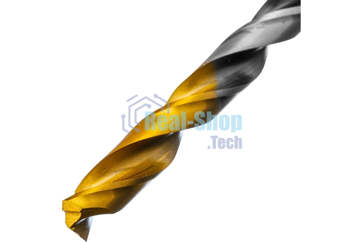 Сверло спиральное по металлу Denzel 7,5 x 109мм, Р6М5, Golden Tip, многогранная заточка