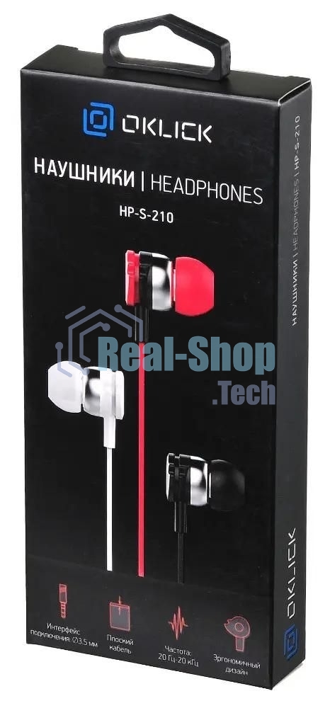 Проводные наушники Oklick HP-S-210 красный, внутриканальные, Jack 3.5 мм
