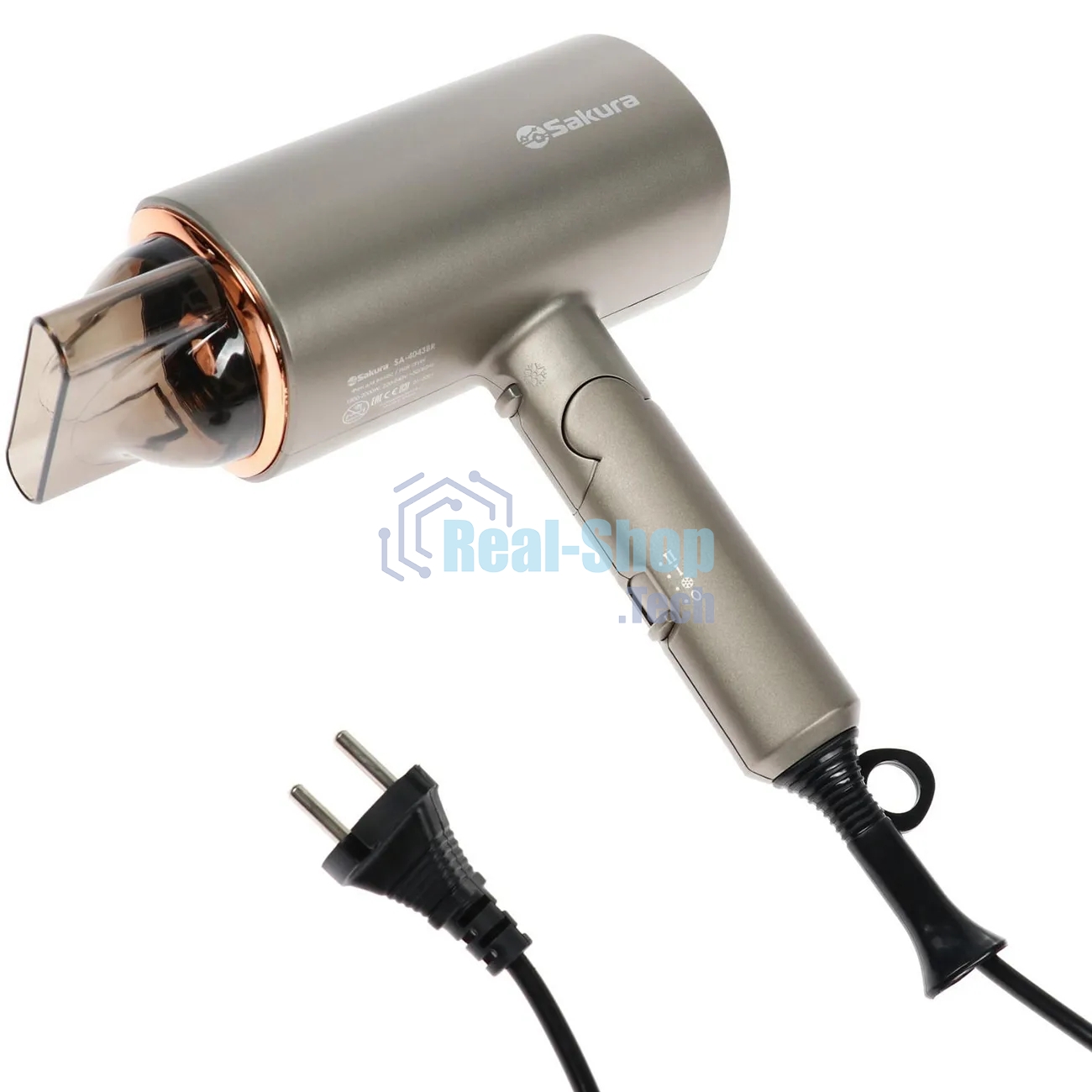 Фен SAKURA SA-4043BR коричневый, 2000 Вт, компактный