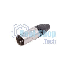 Разъем аудио FORCE CFA-023XLR (M), материал контактных частей медь с серебряным покрытием, покрытие корпуса никель, цвет матовый серебристый/черный
