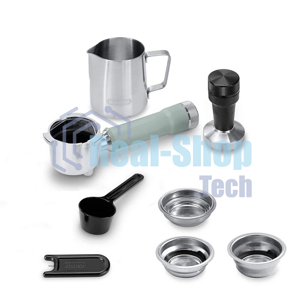 Кофеварка рожковая Delonghi EC890.GR зеленый, молотый, 1,1 л, 1450 Вт, 15 бар