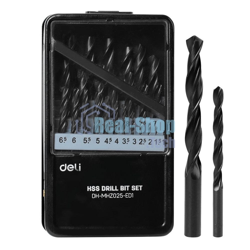 Набор сверл по металлу HSS (1-13мм, 25 шт) Deli DH-MHZ025-ED1 металлический кейс
