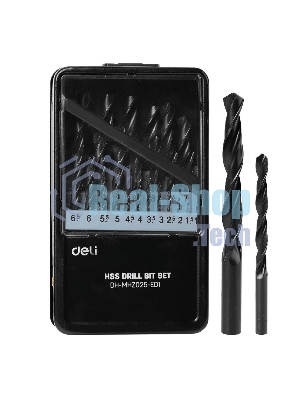Набор сверл по металлу HSS (1-13мм, 25 шт) Deli DH-MHZ025-ED1 металлический кейс