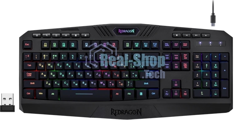 Клавиатура Redragon Harpe Wireless гибридная, USB Type-A, радиоканал, чёрный
