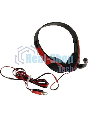 Гарнитура проводная с микрофоном Oklick HS-M150 черный/красный 2.2м накладные (NO-003N)