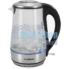 Чайник электрический Hyundai HYK-G8406 1.7л. 2200Вт прозрачный/черный (корпус: нержавеющая сталь)