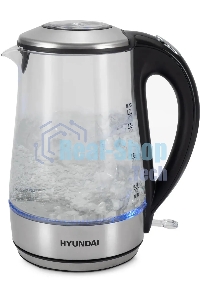 Чайник электрический Hyundai HYK-G8406 1.7л. 2200Вт прозрачный/черный (корпус: нержавеющая сталь)