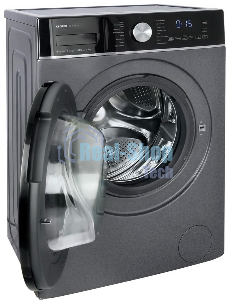 Стиральная машина Centek CT-1956 серый, загрузка фронтальная 8/5 кг (стирка/сушка), 1400 об/мин., класс А+++