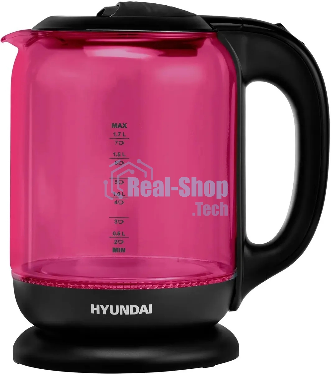 Чайник электрический Hyundai HYK-G4808 1.8л. 2200Вт малиновый/черный (корпус: стекло)