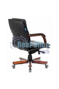 Кресло руководителя Бюрократ T-9927WALNUT-LOW/BL черный, кожа, низкая спинка, крестовина дерево