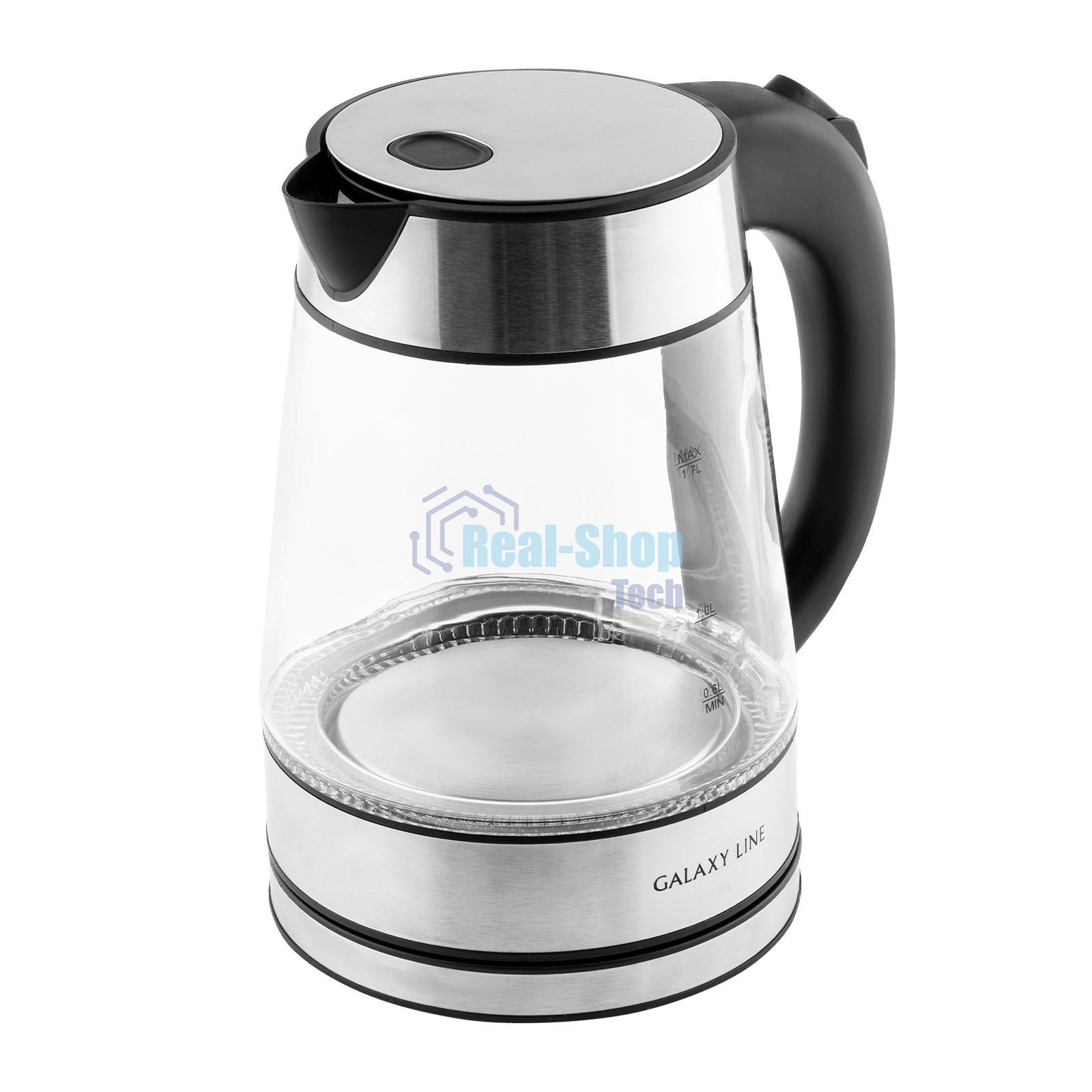 Чайник электрический Galaxy Line GL 0561, стекло, 2200 Вт, 1,7 л, многоцветная LED-подсветка, съемный фильтр, корпус из термостойкого стекла