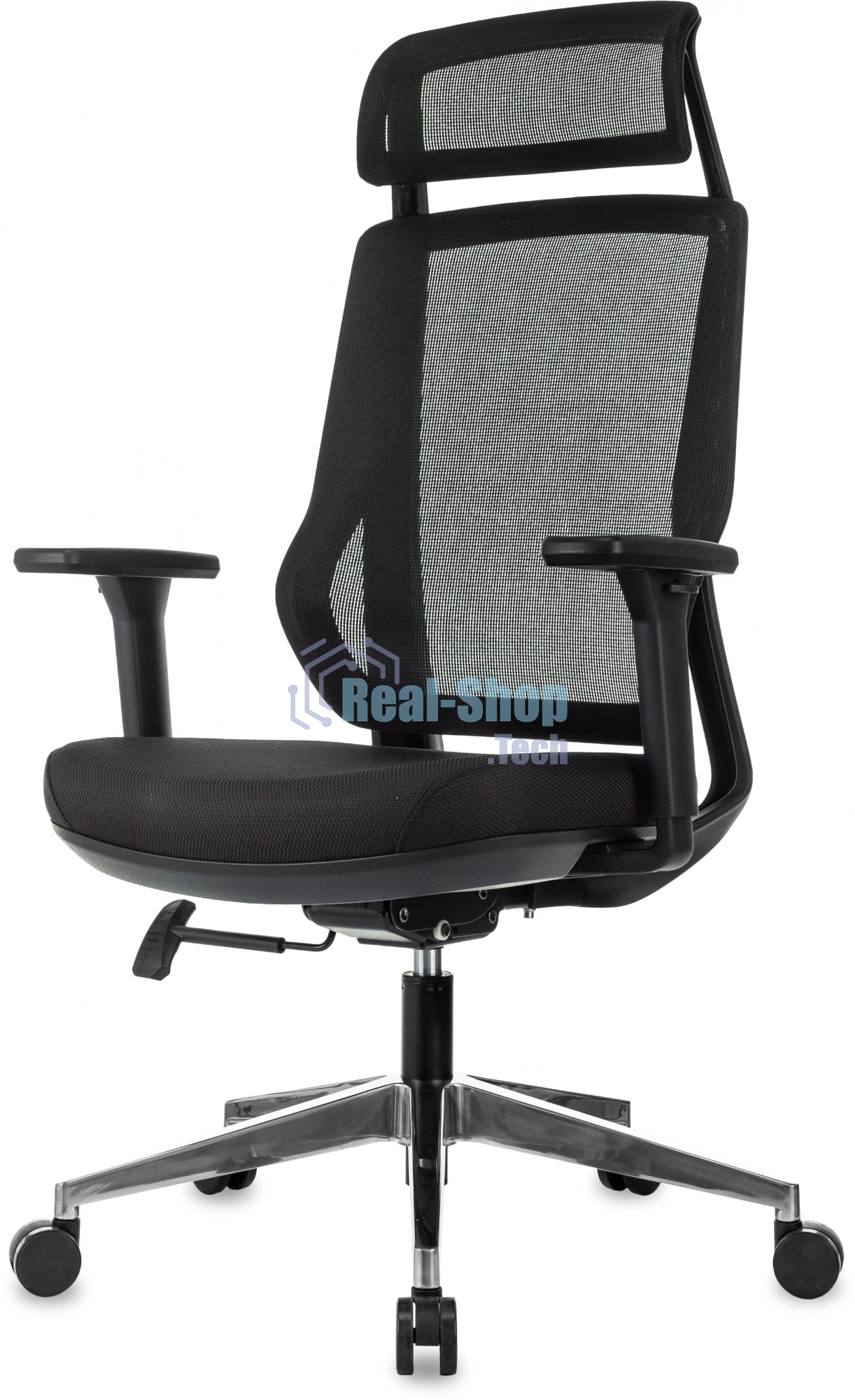 Кресло руководителя Бюрократ MC-412N-H черный сетка/ткань с подголов. крестов. металл хром